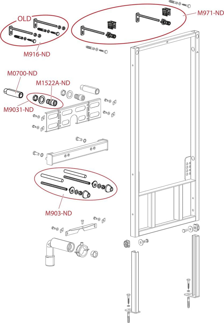 AlcaPlast Montagerahmen | Vorwand Element für Bidet Höhe 112 cm