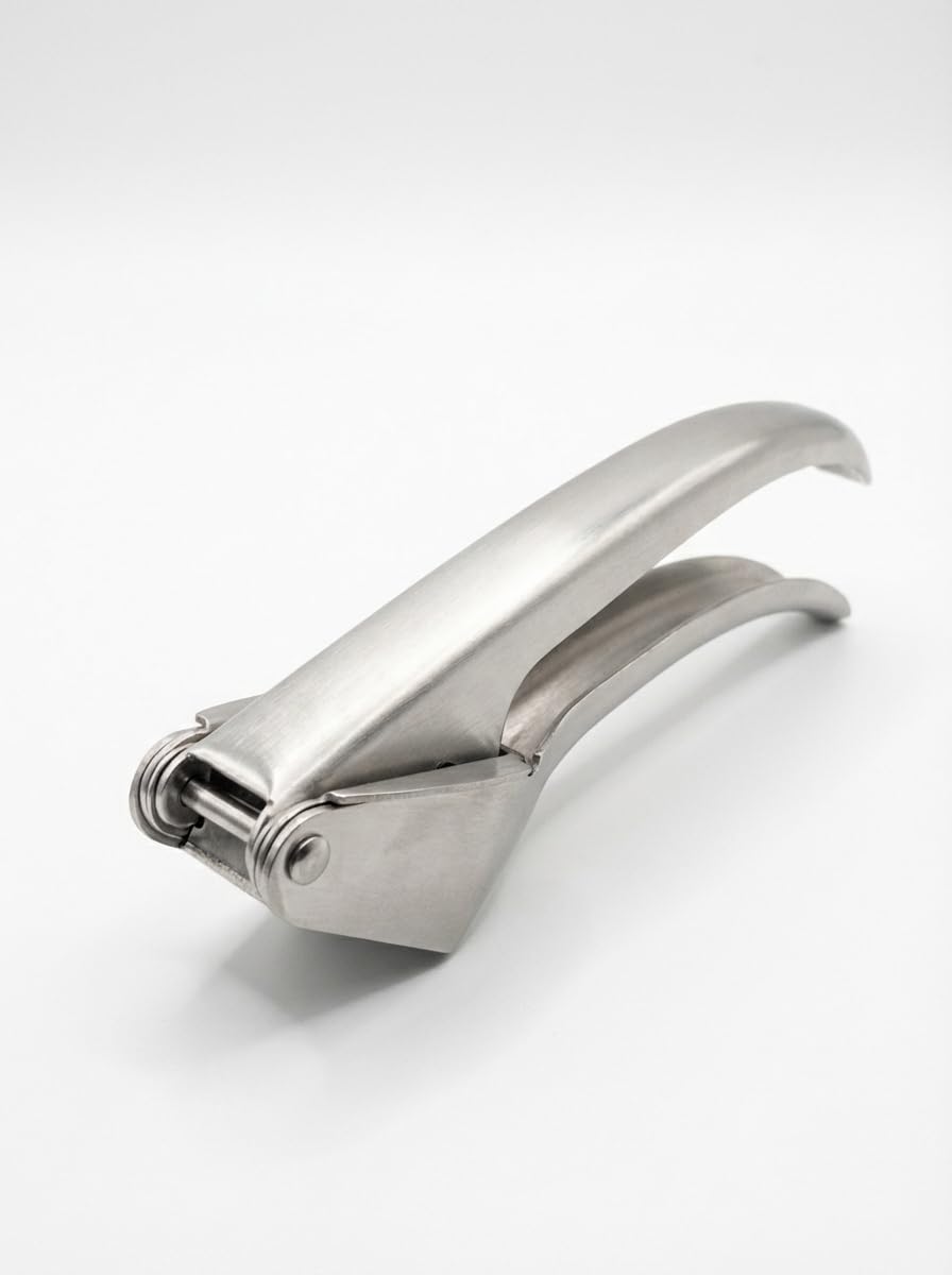 Garlic Press aus Edelstahl 304 – Robuste Knoblauchpresse mit ergonomischem Griff, spülmaschinengeeig