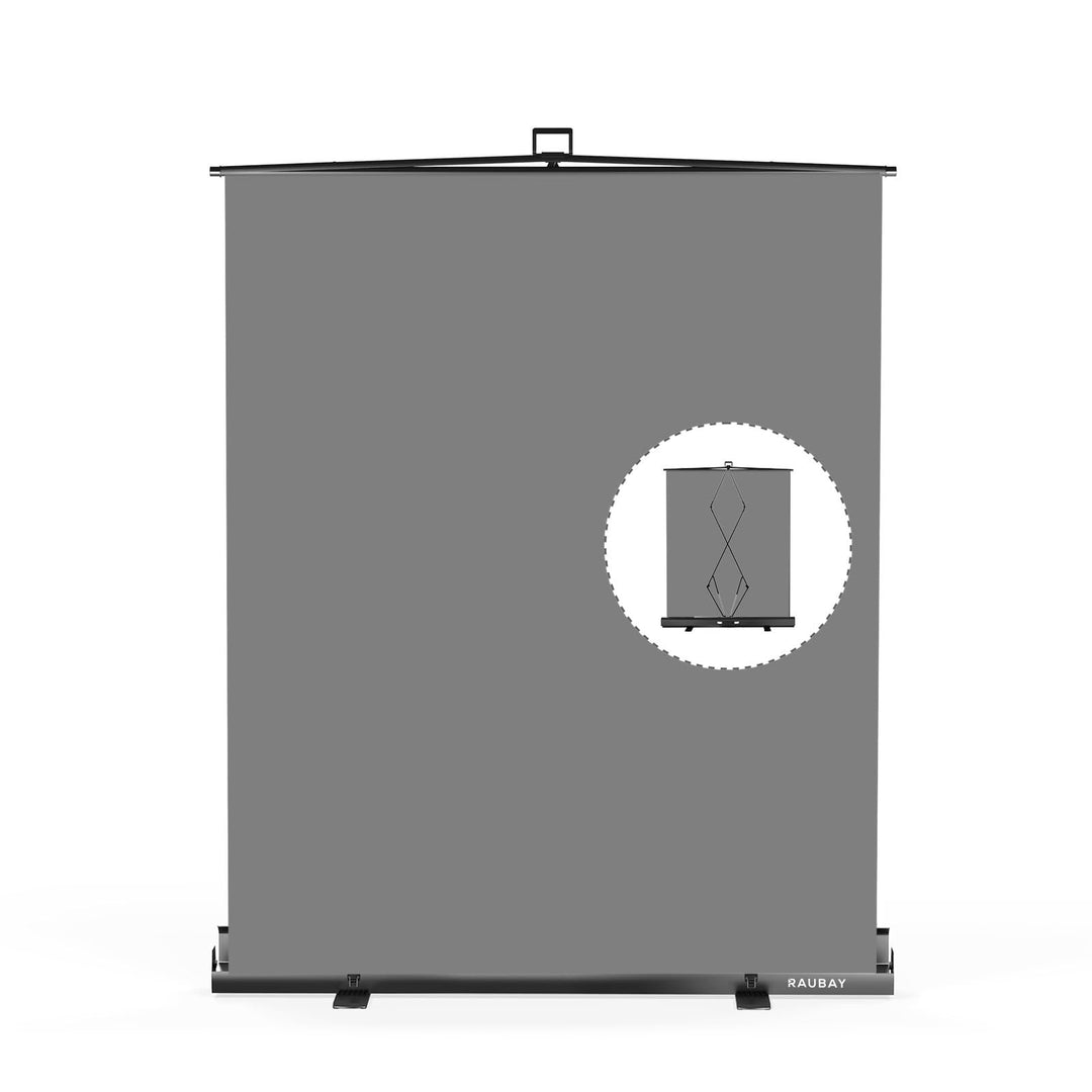 【Einfacher Aufbau】 RAUBAY 152x210cm zusammenklappbarer Grau Hintergrund Gray Screen, tragbare auszie