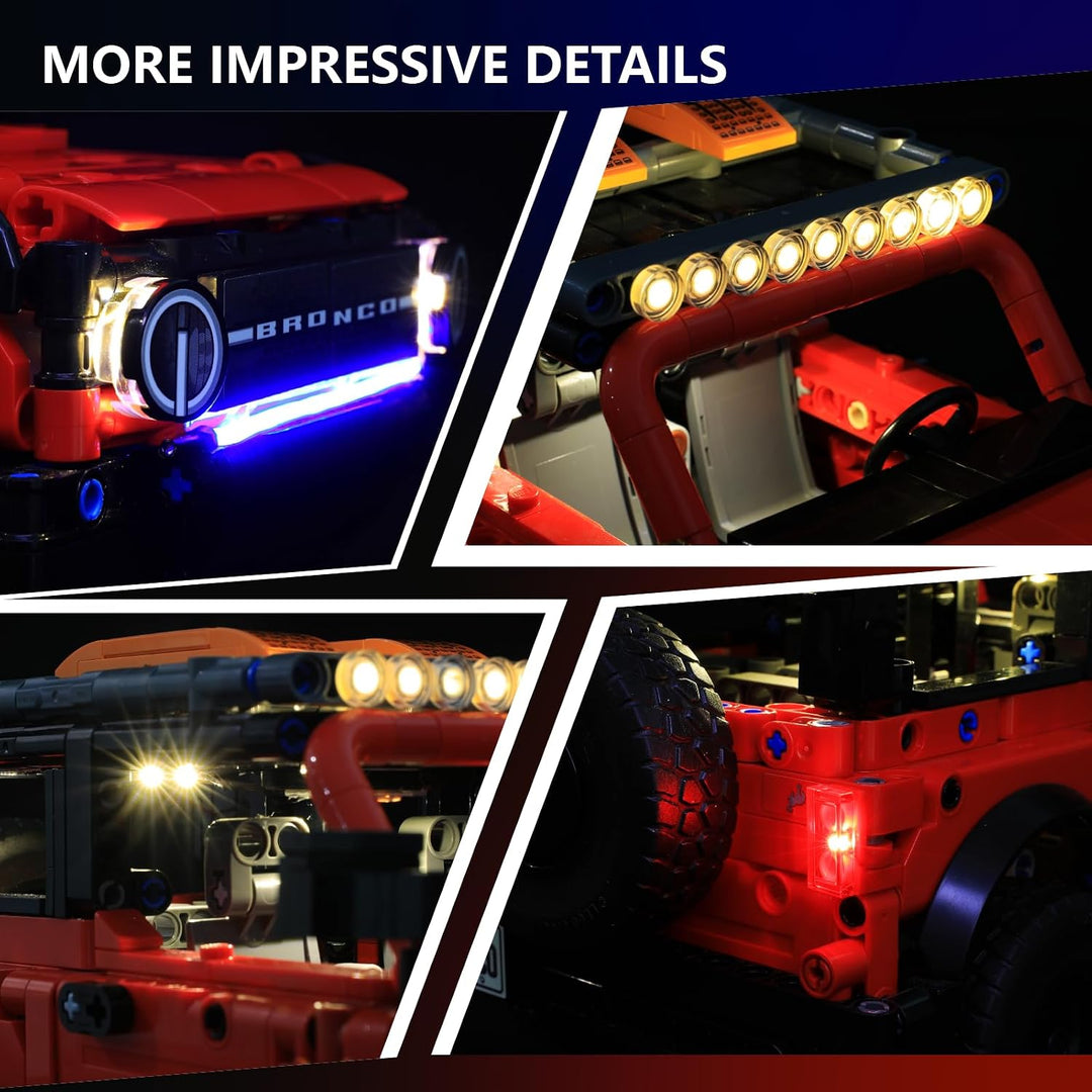 LED-Beleuchtung kompatibel mit Lego Technic Ford Bronco SUV Auto, Light Up Kit für Lego Ford Bronco