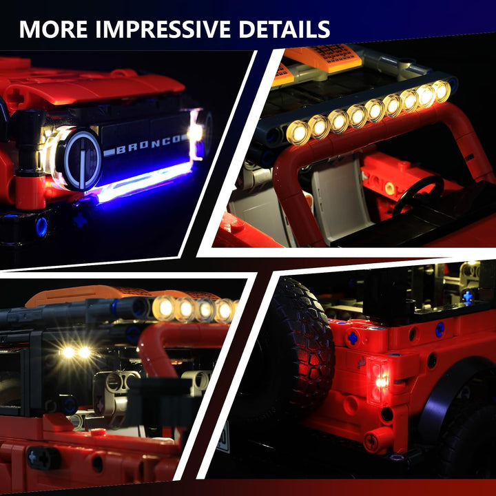 LED-Beleuchtung kompatibel mit Lego Technic Ford Bronco SUV Auto, Light Up Kit für Lego Ford Bronco