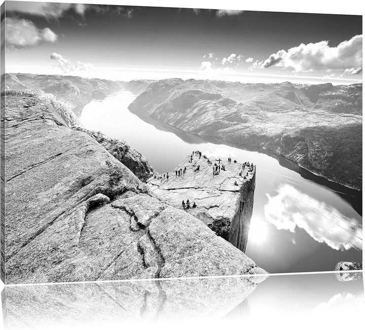 Pixxprint Küste in Norwegen als Leinwandbild/Grösse: 100x70 / Wandbild/Kunstdruck/fertig bespannt, 1