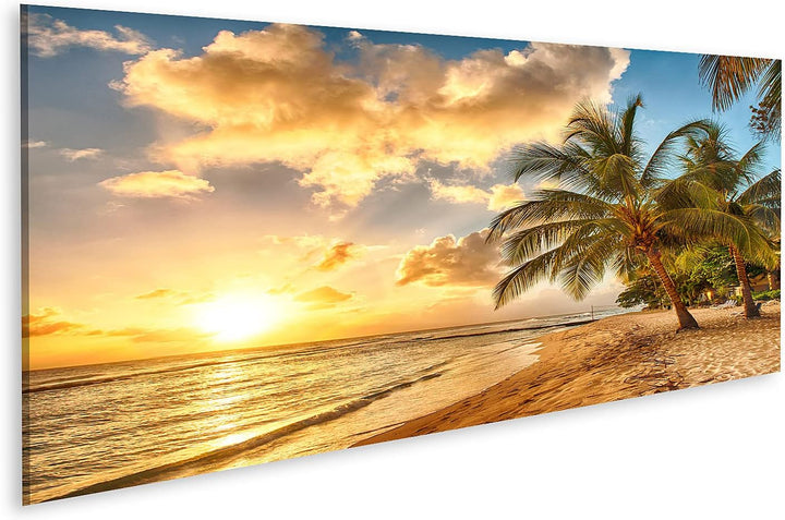 islandburner Bild auf Leinwand Schöner Sonnenuntergang Über Dem Meer Mit Blick Auf Palmen Barbados K