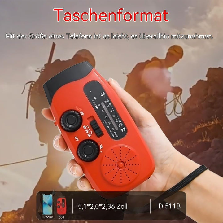 Aufziehbares Solarradio, Notfallradio, tragbares Solar-Notfallradio.2000 mAh wiederaufladbare Powerb