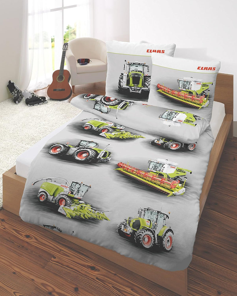 Dobnig Claas Mähdrescher Traktor Weiche Biber-Bettwäsche 135x200 cm