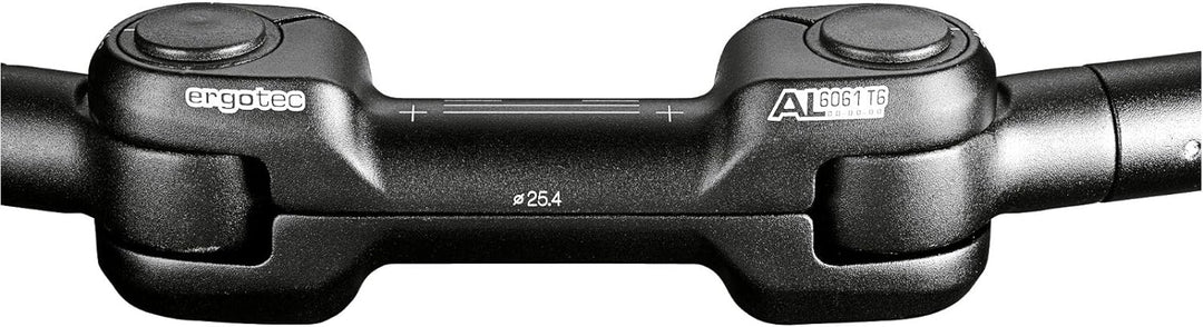 ergotec Fahrradlenker Lenkerbügel AHS-Premium 25.4 / Aluminium AL6061-T6 Schwarz, Schwarz