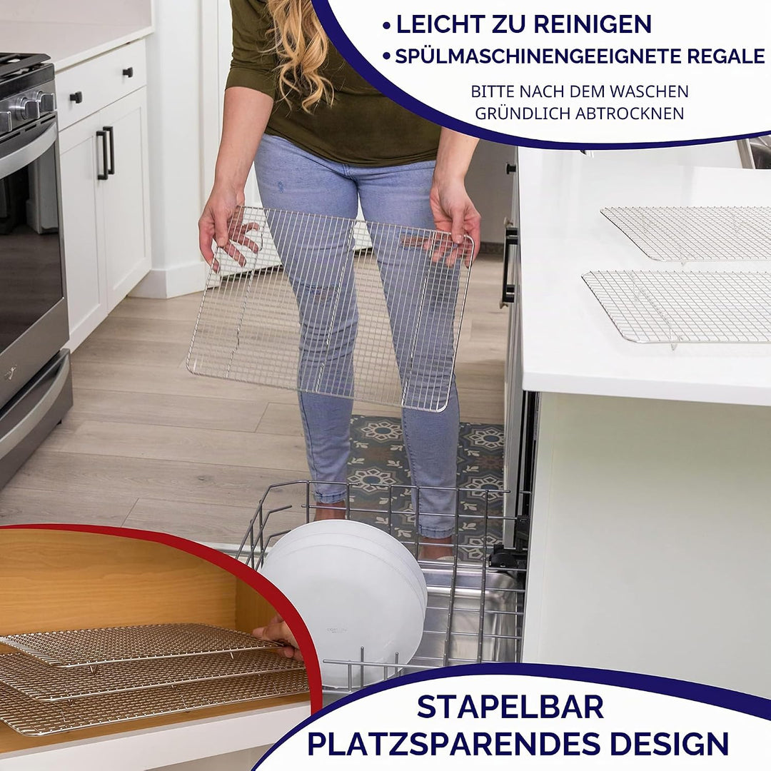 KITCHENATICS Edelstahl-Grillrost &amp; Auskühlgitter, passt auf Backbleche für das Backen von Keksen und