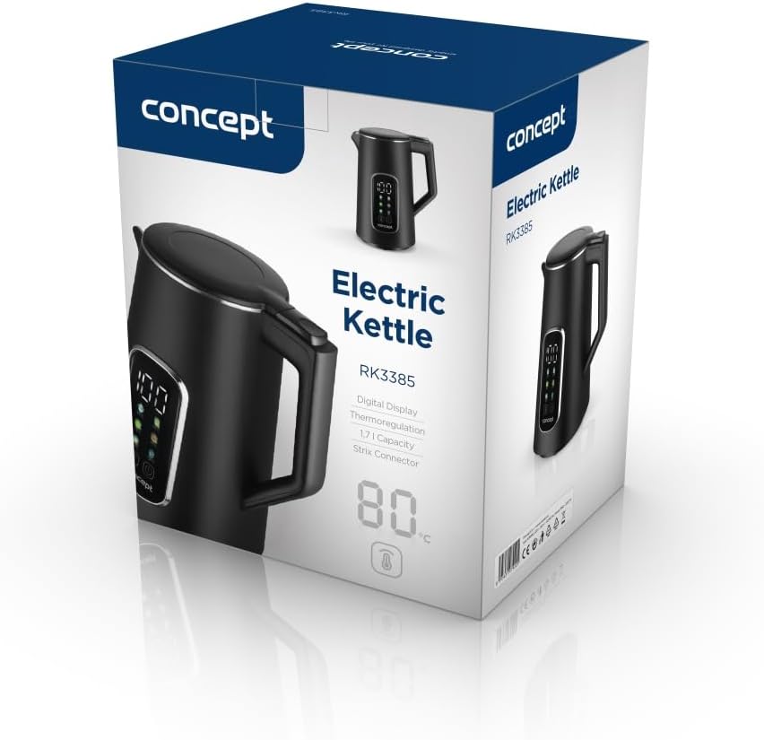 Concept RK3385 Edelstahl Wasserkocher doppelwandig 1,7 l, Schwarz