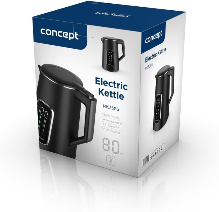 Concept RK3385 Edelstahl Wasserkocher doppelwandig 1,7 l, Schwarz