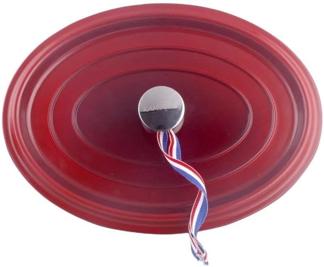 Kamberg – 0008191 – Schmortopf 30 cm Durchmesser, oval, rot geflammt – Aluminiumguss – Beschichtung