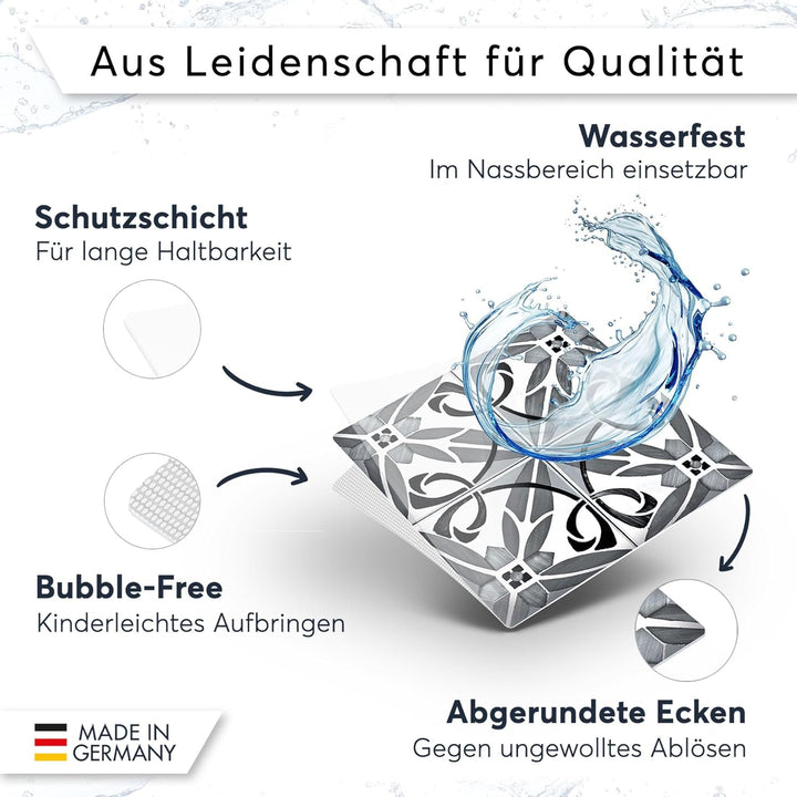 PVC Klebe-Fliesen für - [ Boden Fliesen ] - Aufkleber Folie Sticker für Boden-Fliesen - Küche oder B