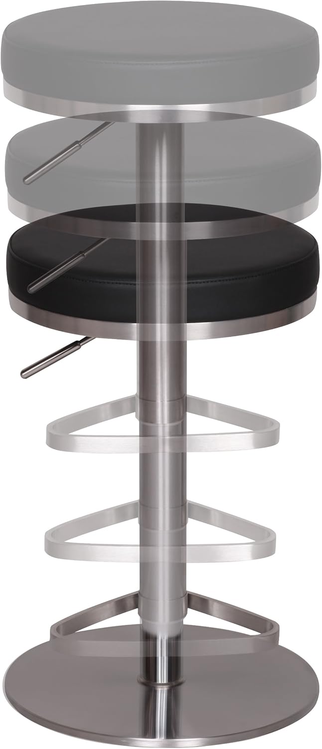 FineBuy Barhocker Edelstahl höhenverstellbare Sitzhöhe 57-82 cm, Barstuhl Modern 360° Drehbar, Trese