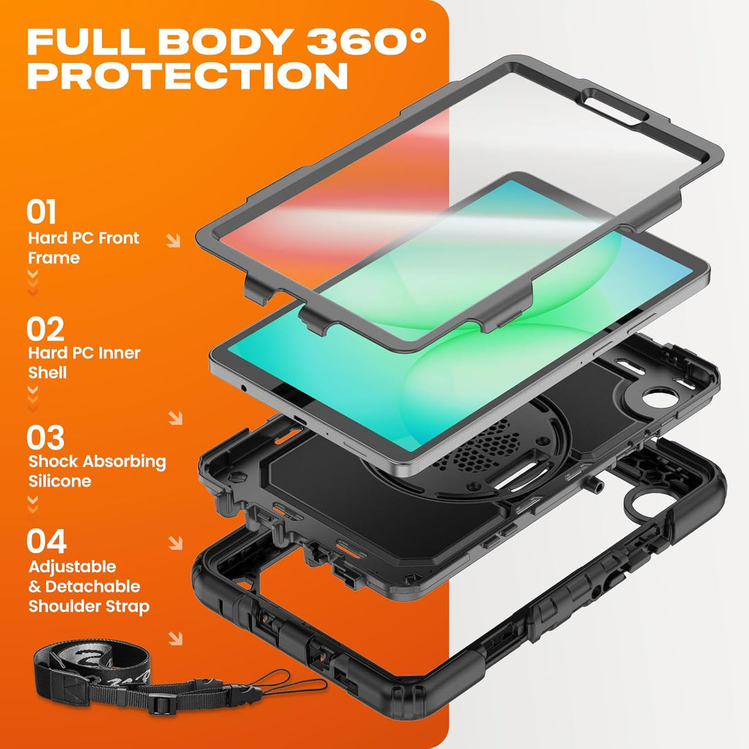 SEYMAC stock Hülle für Samsung Galaxy Tab A11/A9 8,7 Zoll 2025/2023, Stossfeste Hülle mit Displaysch