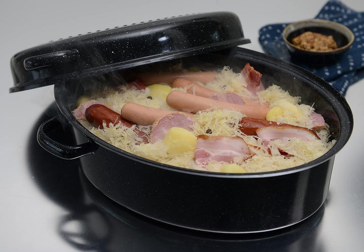 Kochstar Ovaler Advent ohne Ring in schwarz gesprenkelt 38 x 27 x 11cm, 38 x 27 x 11cm