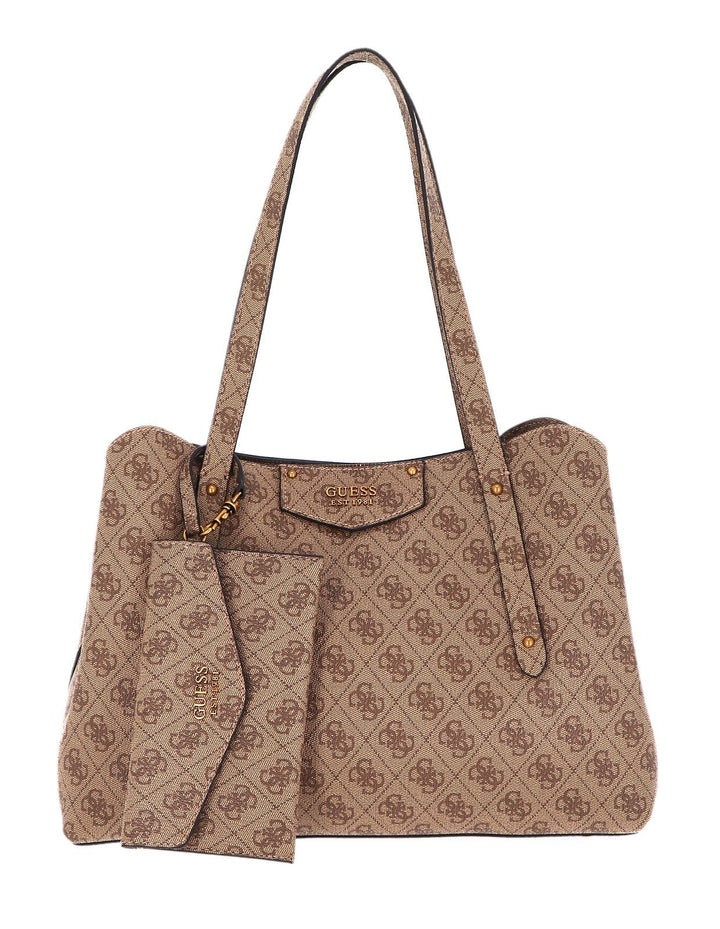 GUESS Damen Eco Brenton Girlfrie Tasche Latte Logo, Latte Logo