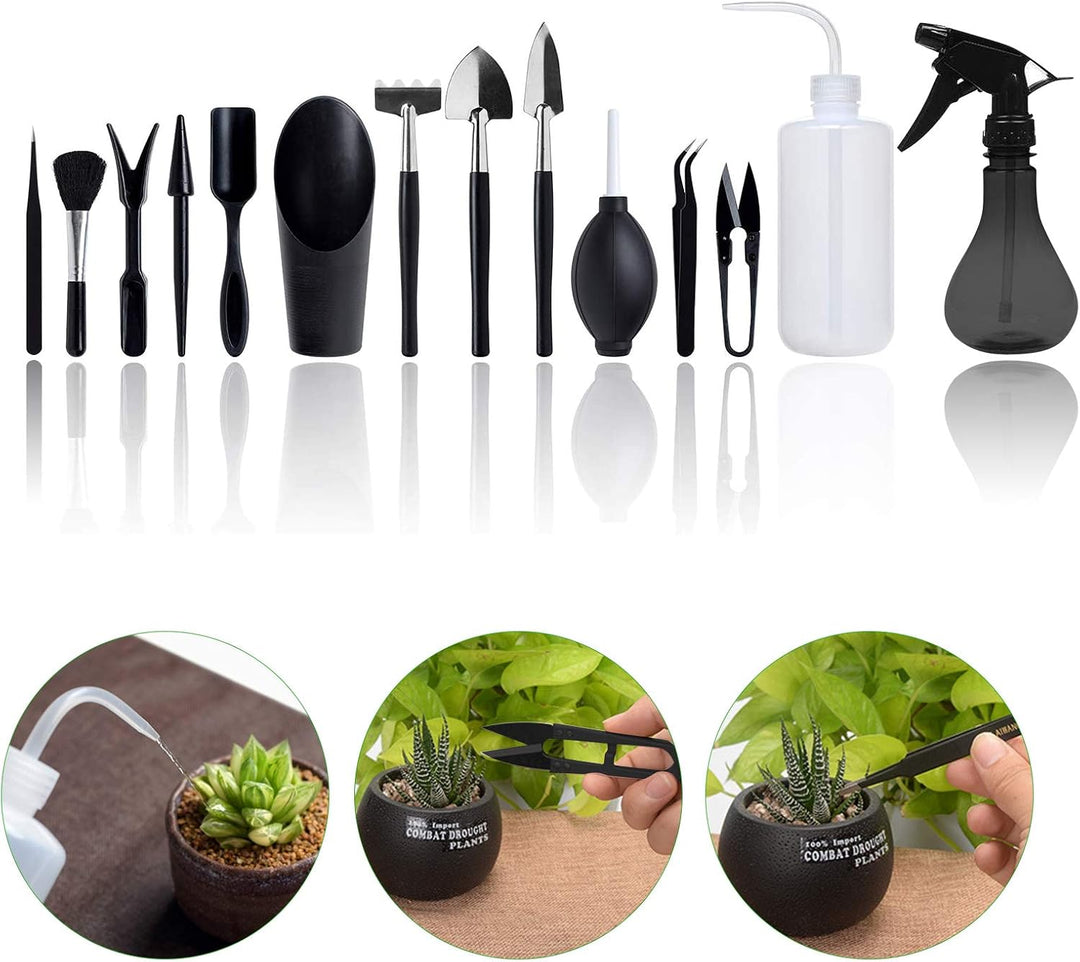 Opaltool Garten Sukkulenten Werkzeugset, 14 pcs Mini Garten Handtransplantations Sukkulenten Werkzeu