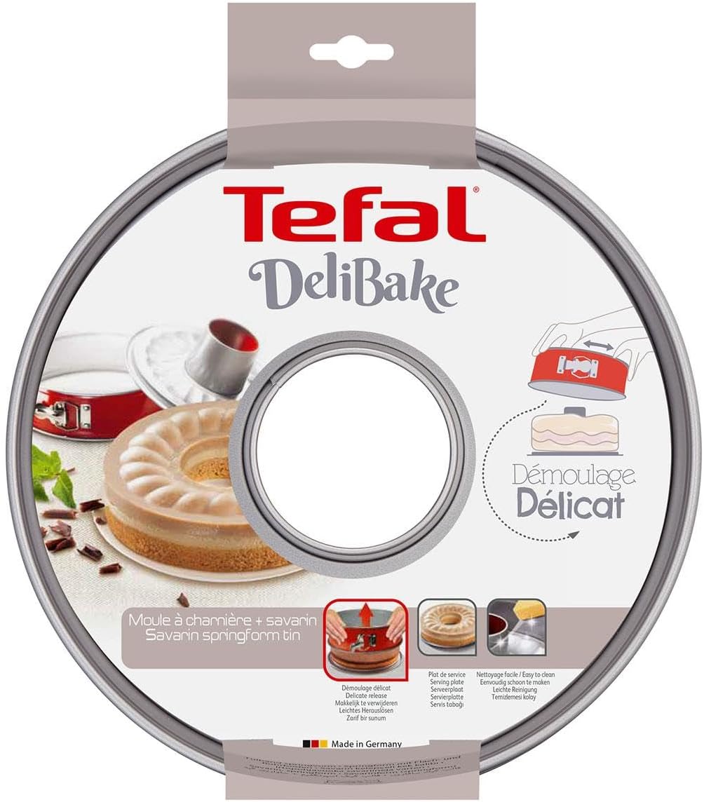 Tefal 1642814 Delibake Savarinform mit Scharnier, 27 cm, Karbonrot One size, One size