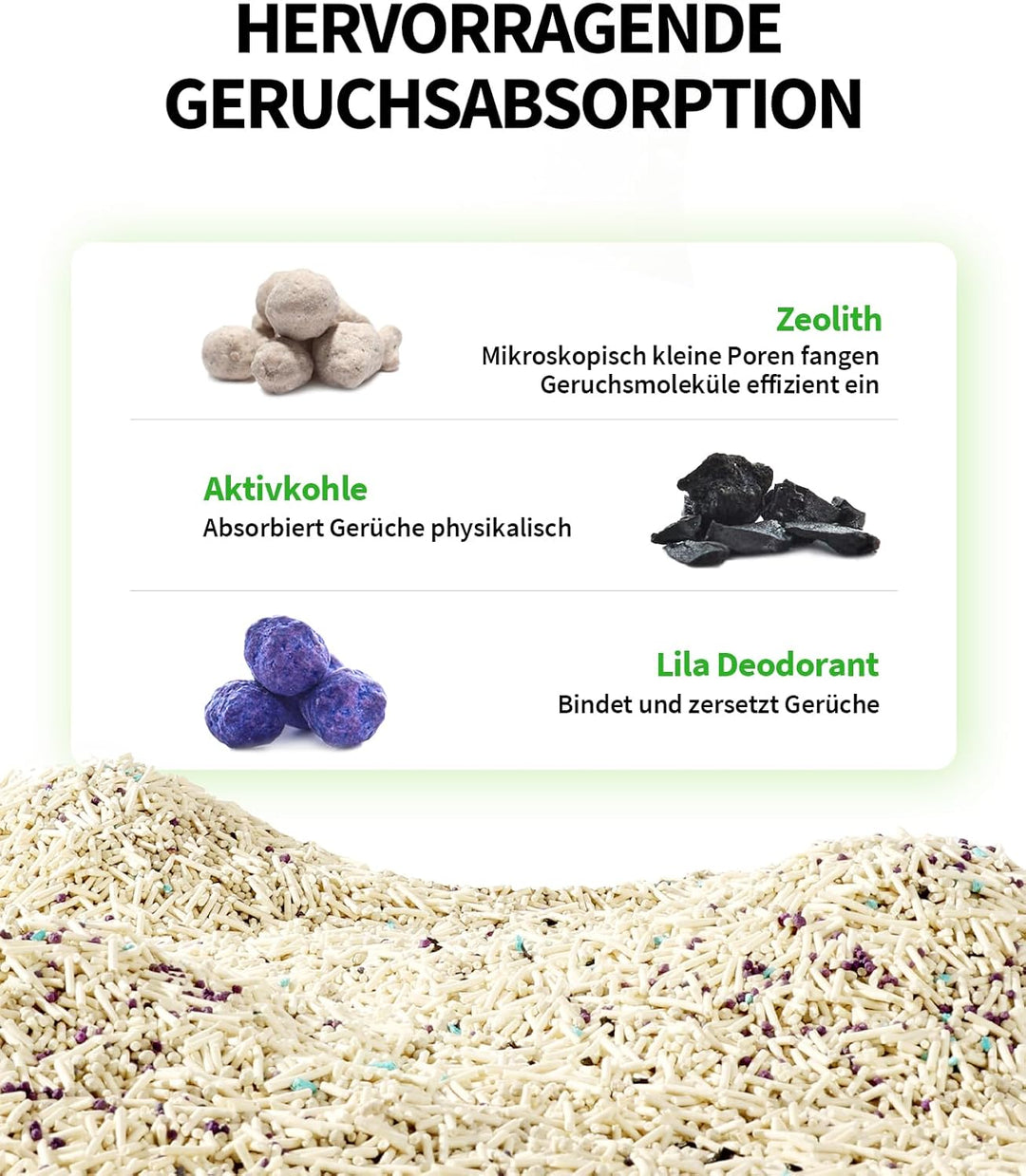 PETKIT 5 in 1 Gemischtes Katzenstreu, 14.4kg,Klumpstreu für Katzen,Spülbar, Geruchsfrei, Aktivkohle,