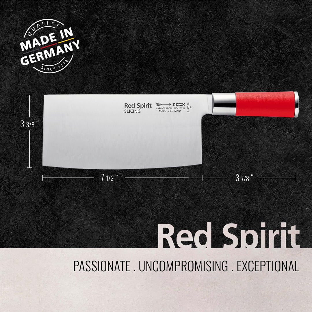 F. DICK Chinesisches Kochmesser, Red Spirit (Messer mit Klinge 18 cm, X55CrMo14 Stahl, nichtrostend,