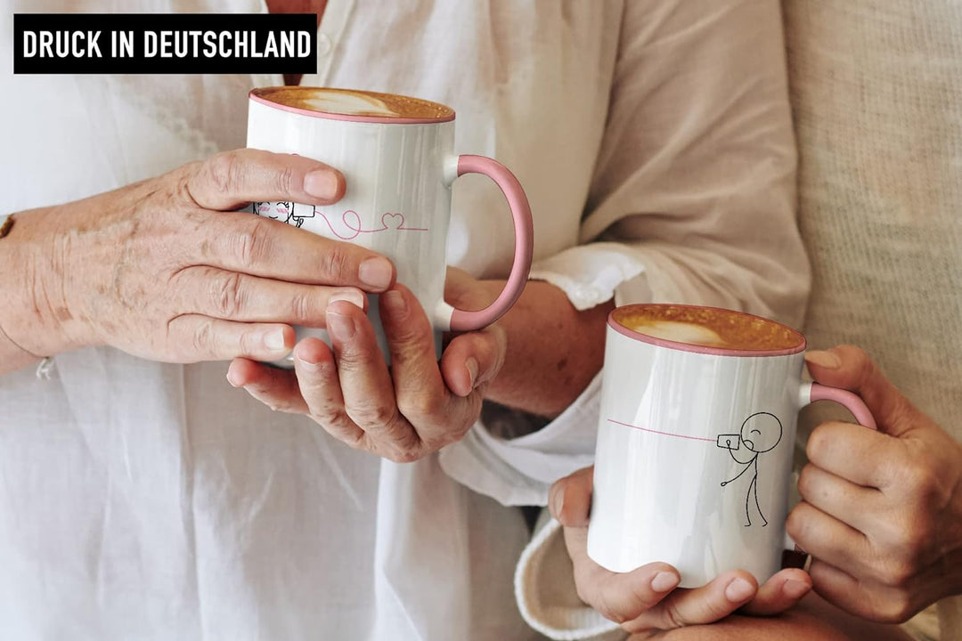 Trendation - Fernbeziehung Geschenk Tassen Set Partner Liebe Geschenk für Freundin Freund Liebesgest