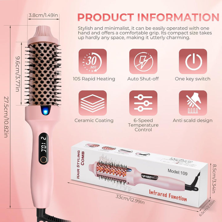 Thermal Brush, 38mm Thermobürste Wärmebürste, Stylingbürsten Macht Haar Glatt und Glänzend, Elektris