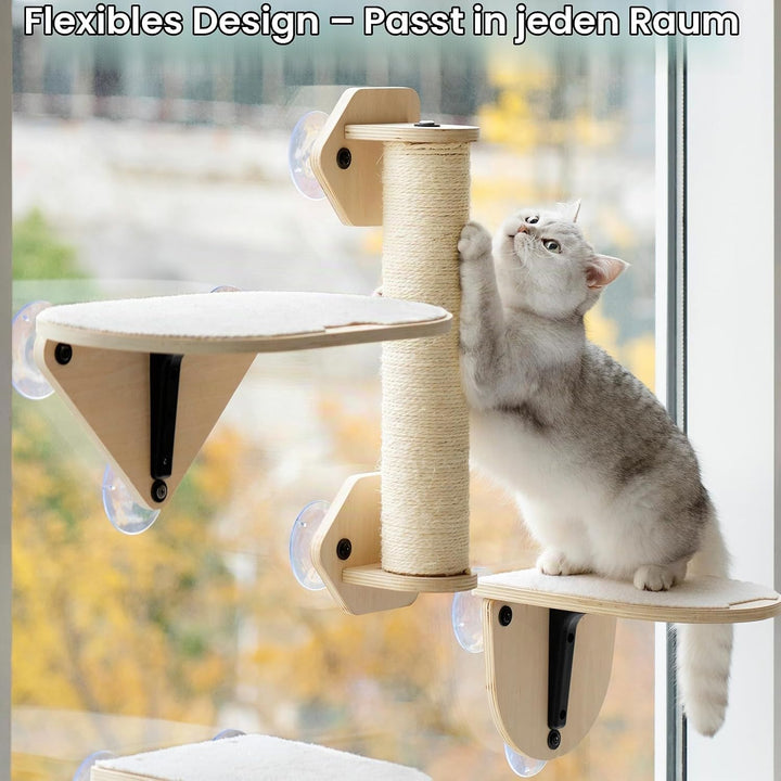 EDAGNY Katzenfenstersitzstange, Katzenkratzbaum und Katzenplattform mit starken Saugnäpfen für Hausk