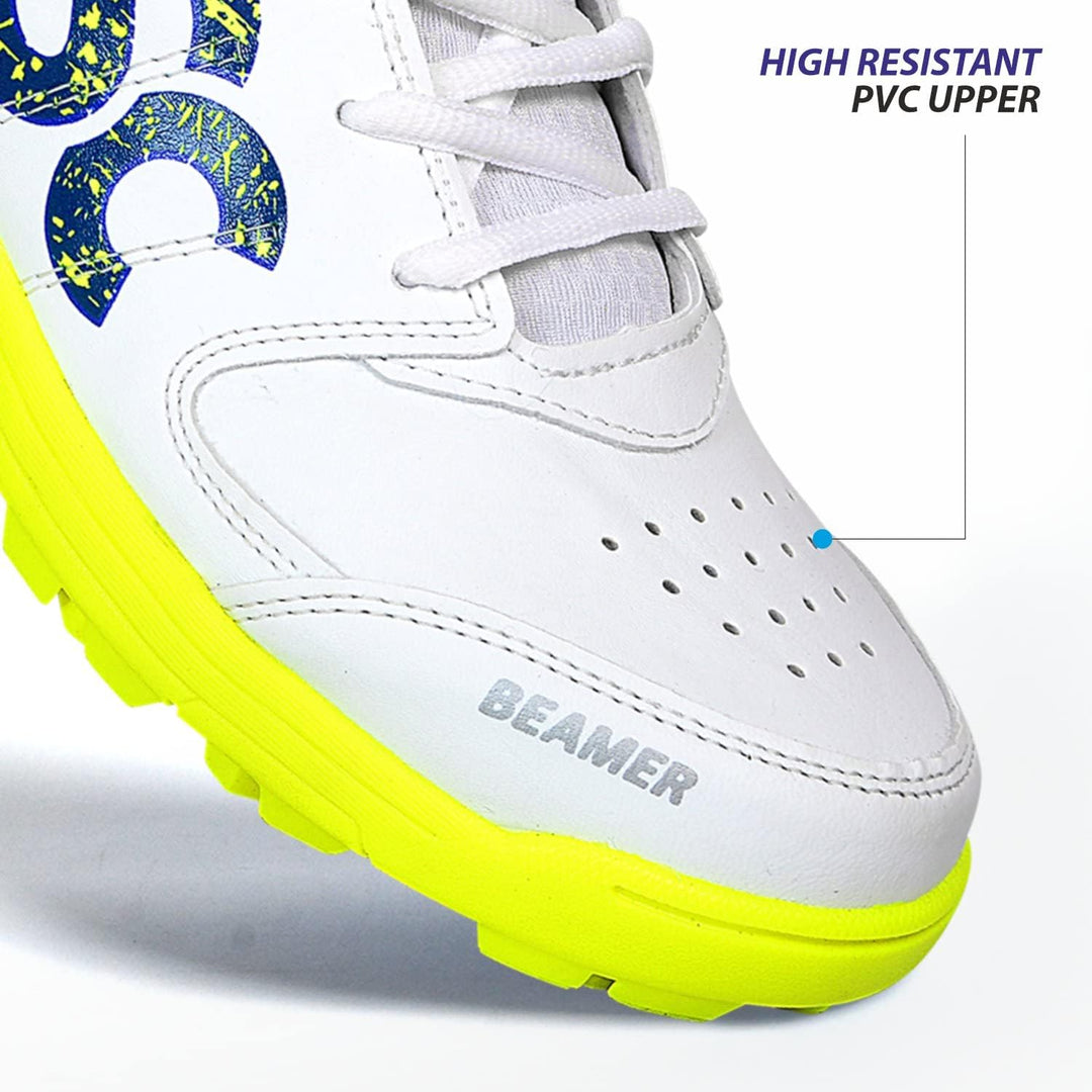 DSC Beamer Cricket Shoes | for Boys and Men | Light Weight | Durable Fluro Yellow White 35 EU, Fluro