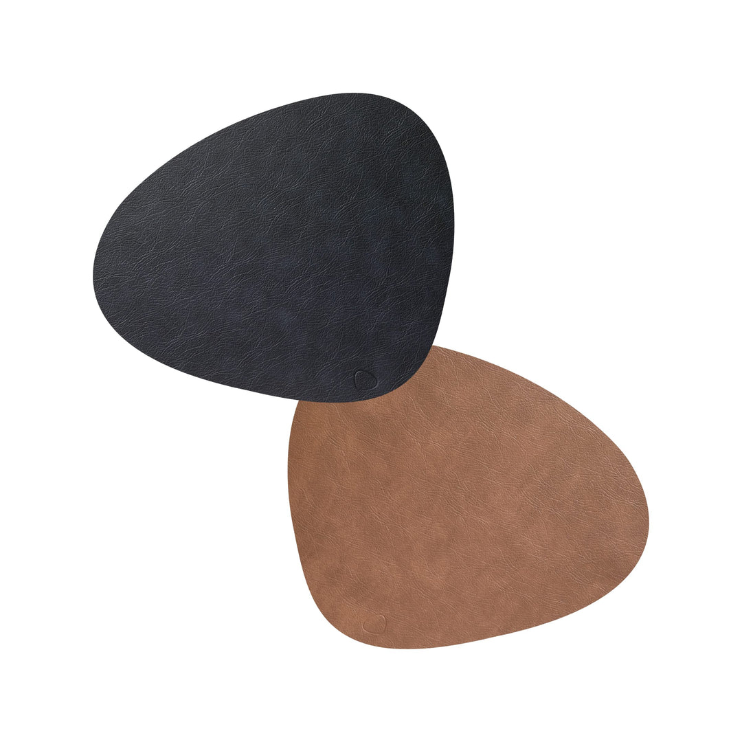 Lind DNA Tischset Curve Double L Recyceltes Leder Cloud/Cloud Schwarz-Braun, Masse: 37cm x 44cm, 983