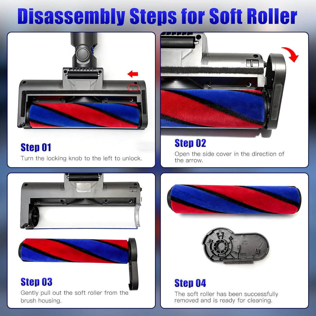 Soft-Roller-Bürstenkopf Ersatz für Dyson V7 V8 V10 V11 V15 Akku-Staubsauger, Schnellwechsel-Hartbode