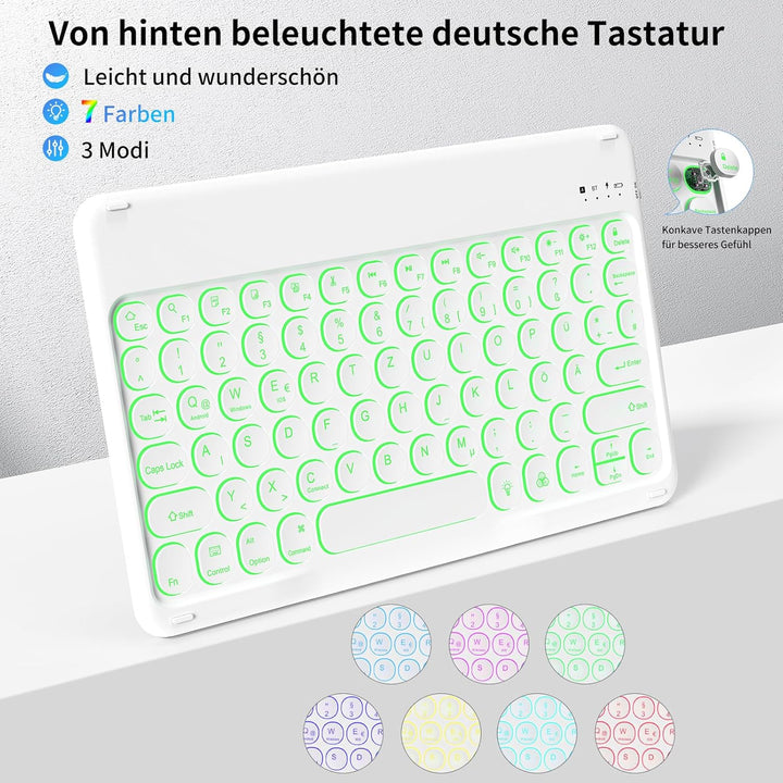 aoub Hülle mit Tastatur für iPad 9./ 8. / 7. Generation, Beleuchtete Tastatur mit Hülle für iPad 10,