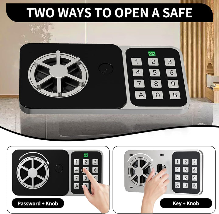 Digitaler Safe 6,8 l, kleiner Tresor für Zuhause, elektronische Sicherheitskassette, Wandtresor fürs
