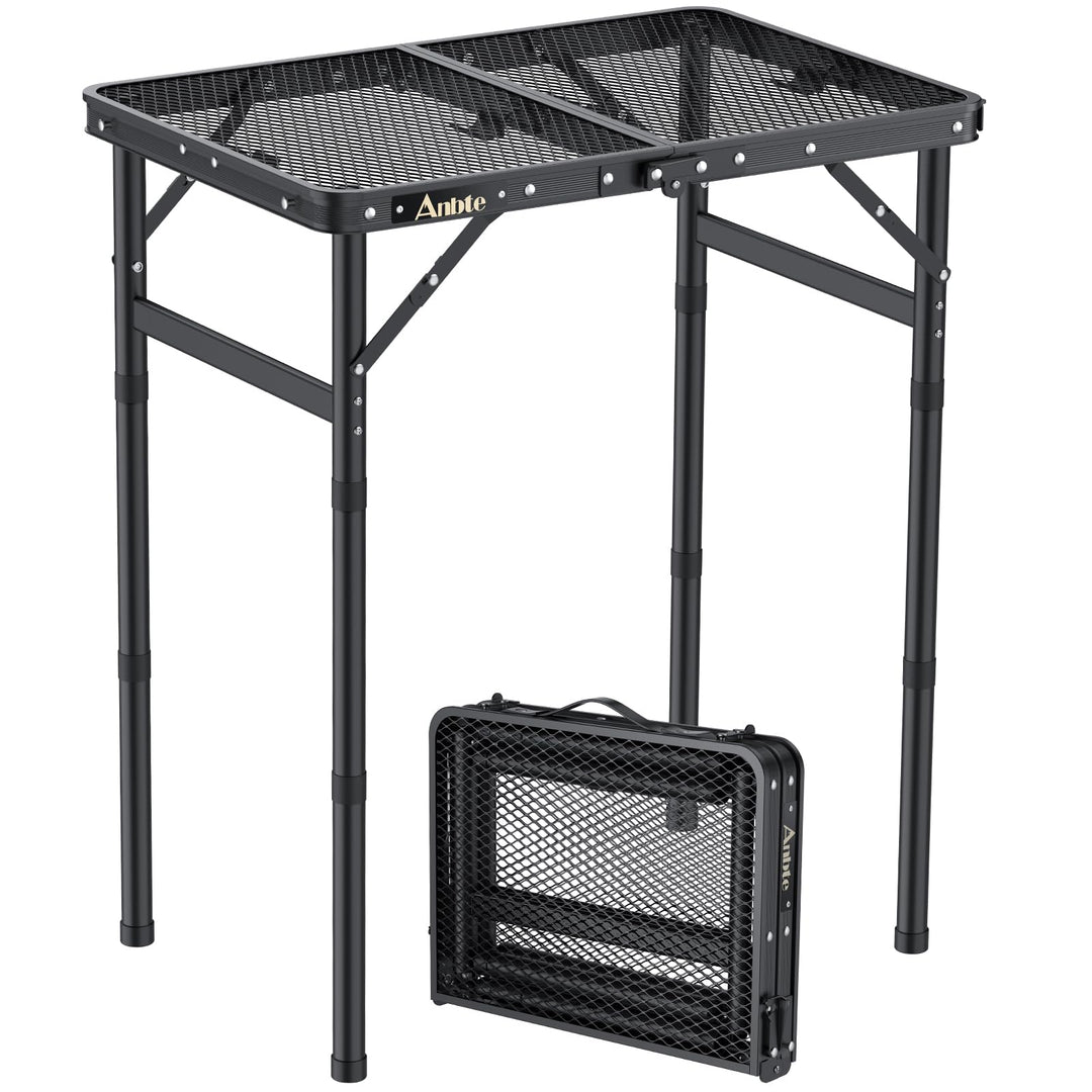 Anbte Campingtisch Klapptisch mit 3 Verstellbare Höhe Falttisch aus Aluminium 60 * 40cm Koffertisch