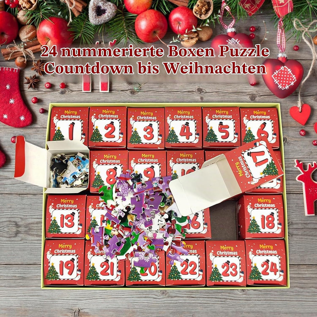 POPOYU Adventskalender 2025 Weihnachts Puzzle für Erwachsene Kinder,Weihnachtsgeschenke Weihnachts J