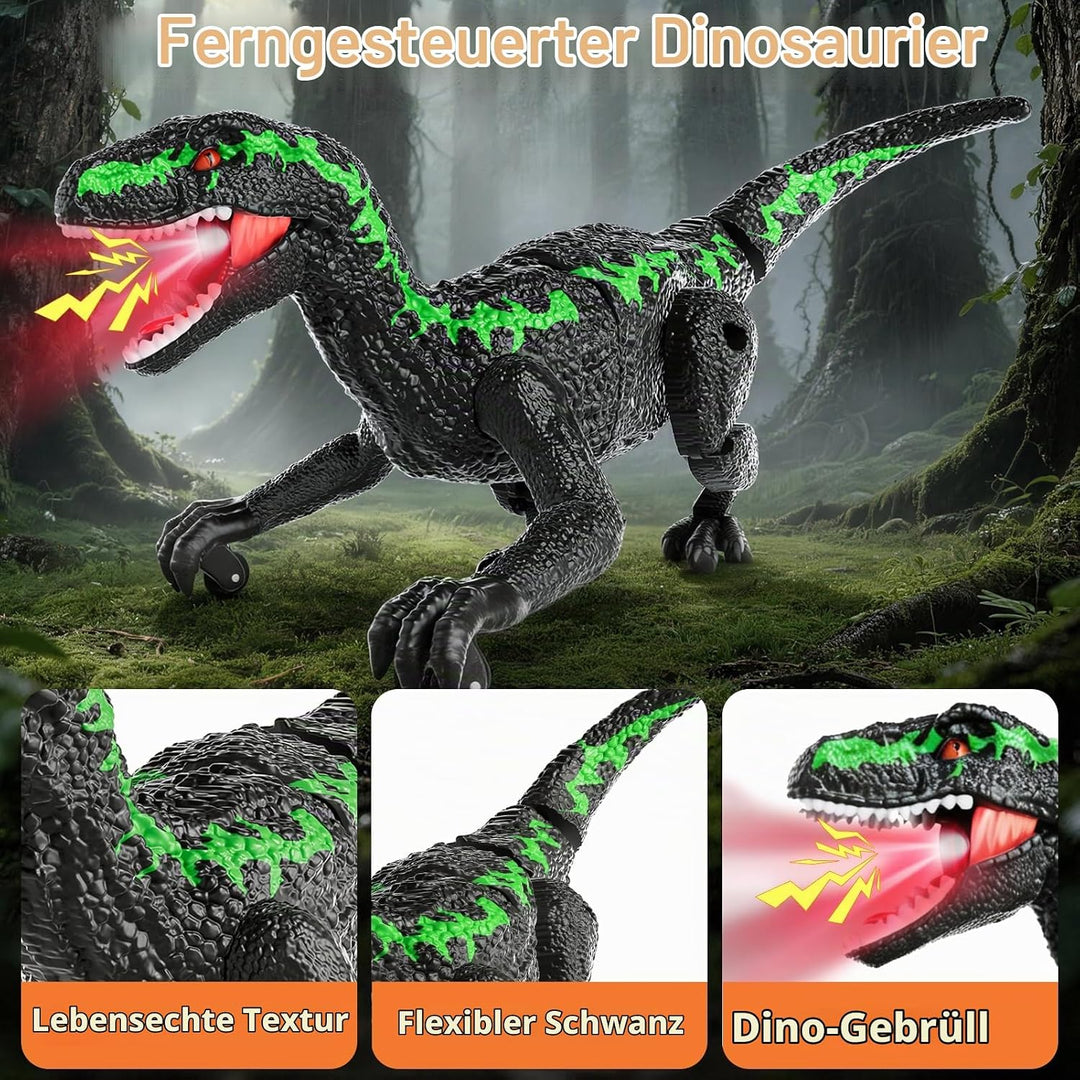 Ferngesteuertes Dinosaurier Spielzeug für Kinder 3–12 Jahre, RC Roboter Dino mit Laufbewegung, Brüll