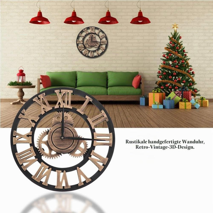 Metall Zahnrad Wanduhr, Lautlos Gross Dekouhr im Vintage Design für Wonzimmer, Café, Restauran, Büro