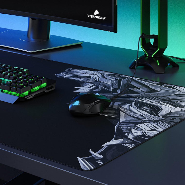 CSL - Übergrösse Mauspad Gaming Titanwolf 1200x600mm - XXXL Mousepad gross mit Motiv - Tischunterlag