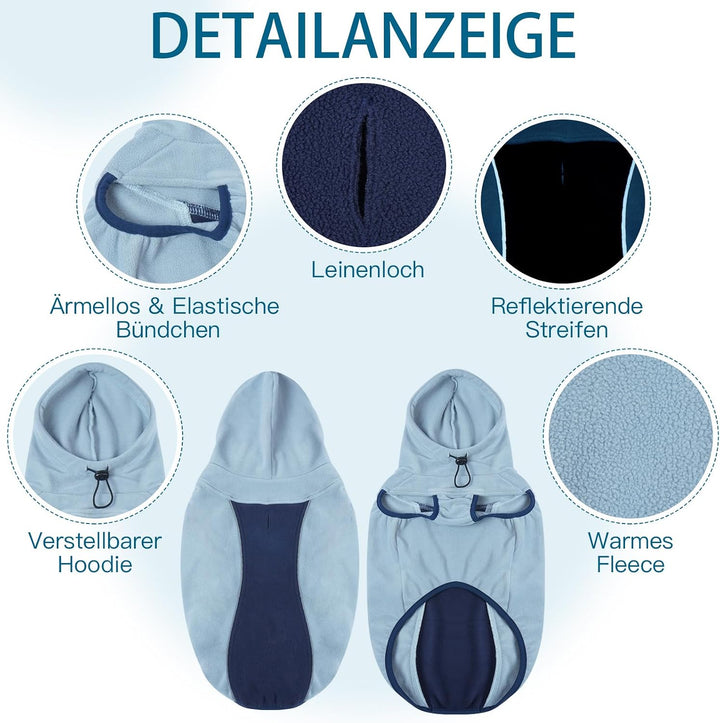 Hundemantel Winter - Hunde Teddy Mantel mit Leinenloch | Leichter Hundefleecepulli, Ärmellose Hundew