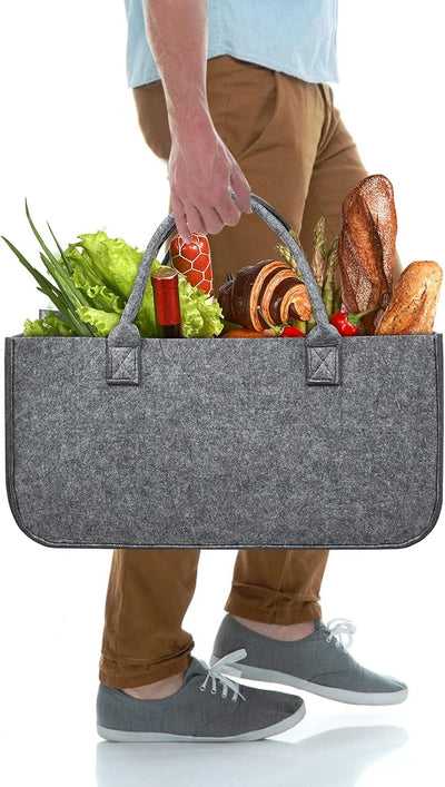 TRMLBE Kaminholzkorb Filz Holzkorb für Kaminholz mit Tragegriffen Faltbar Filztaschen Shopper Kaminh