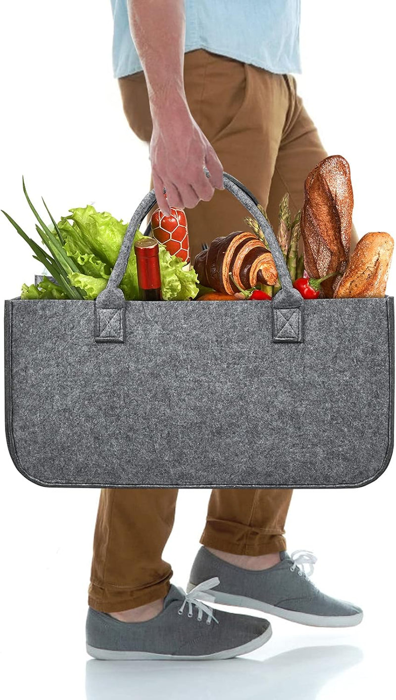 TRMLBE Kaminholzkorb Filz Holzkorb für Kaminholz mit Tragegriffen Faltbar Filztaschen Shopper Kaminh