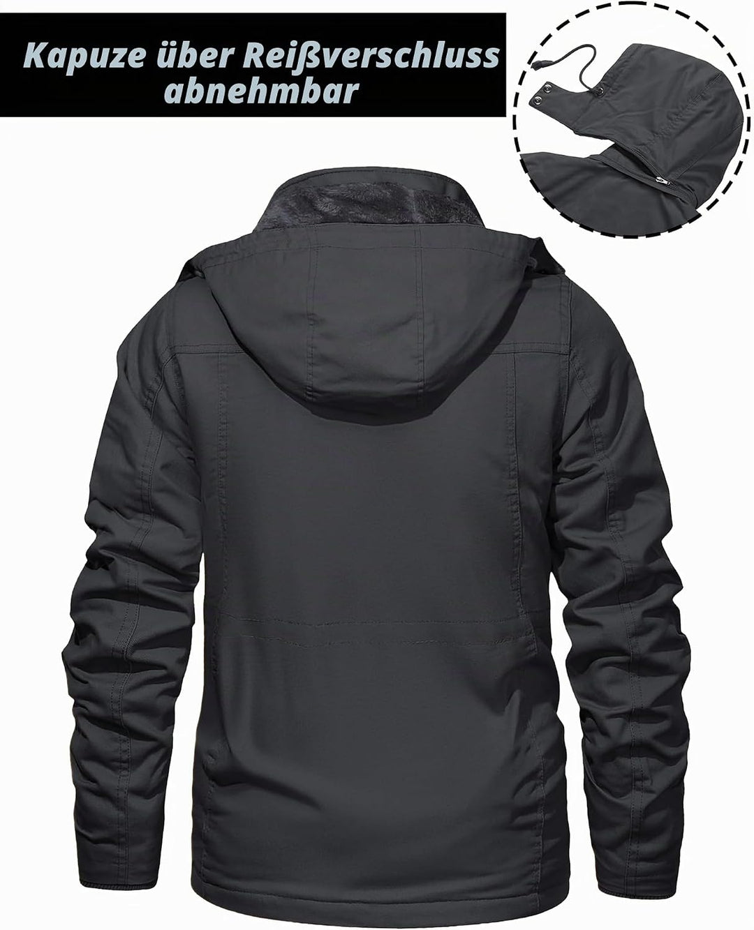MAGCOMSEN Winterjacke Herren Warm Gefüttert Jacke Fleece Winterparka Winddicht Outdoor Übergangsjack