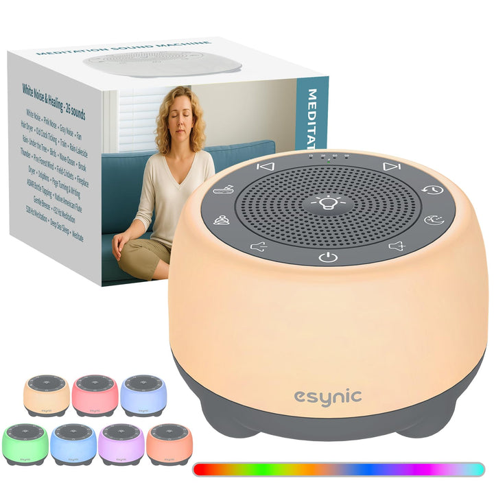 eSynic White Noise Machine Baby Weisses Rauschen Einschlafhilfe Sound Machine mit 38 Klänge Tibetan