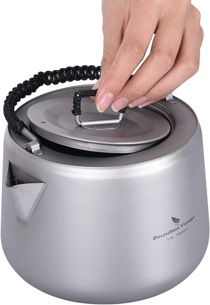 iBasingo 1,4 L Titan Wasserkocher mit Filter Im Freien Camping Kaffee Teekanne Wassertopf Anti-verbr