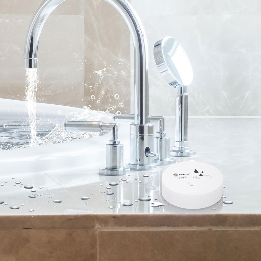Geevon 6 Pack Wassermelder, 100dB Wassersensor Alarm Flut-Detektor für Keller, Badezimmer, Waschküch