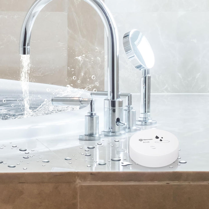 Geevon 6 Pack Wassermelder, 100dB Wassersensor Alarm Flut-Detektor für Keller, Badezimmer, Waschküch