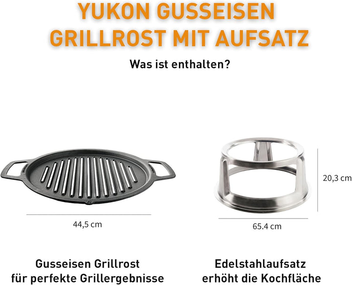 Solo Stove Yukon Grillrost mit Aufsatz, Gusseisen-Grillrost mit Edelstahlaufsatz - Erhöhung von 20,3