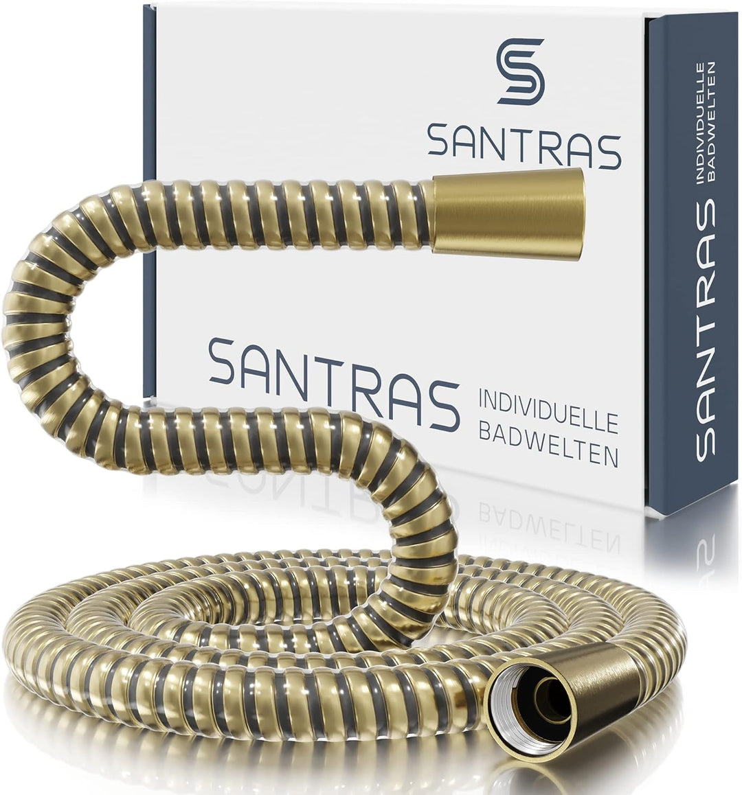 SANTRAS® Duschschlauch PREMIUM Bronze 1,50 m mit Durchflussbegrenzer – Besonders flexibler Brausesch
