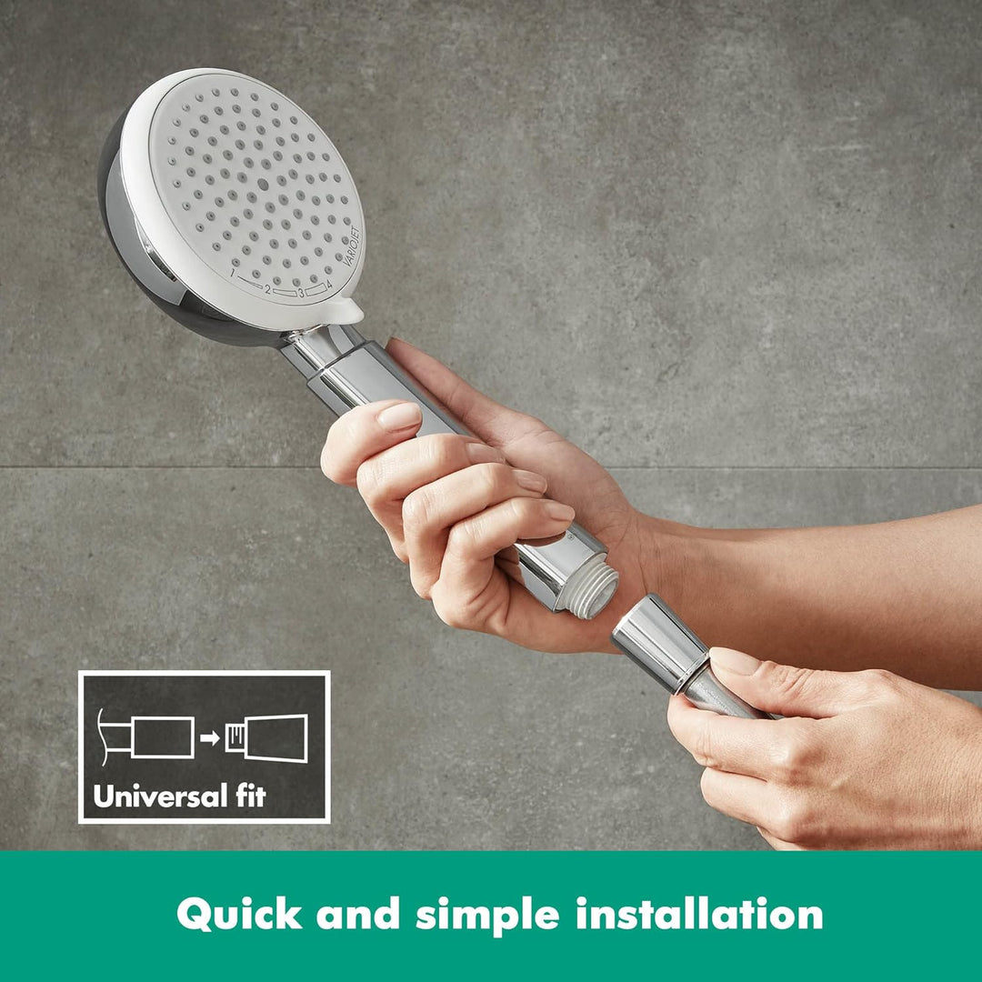 hansgrohe wassersparender Duschkopf Crometta 100, Duschbrause, 4 Strahlarten, Antikalk-Funktion, Wei