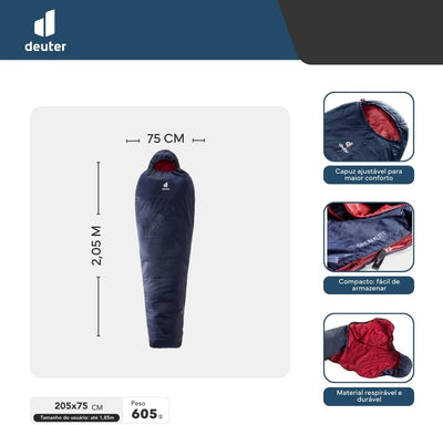 deuter Kunstfaserschlafsack DREAMLITE navy-cranberry Left Zip, navy-cranberry Left Zip