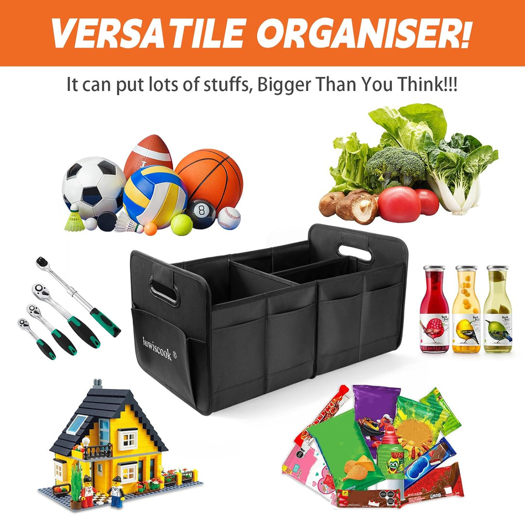 Auto Kofferraum Organizer, zusammenklappbarer Auto Kofferraum Organizer, 68L Lagerung Tidy mit 2 gro