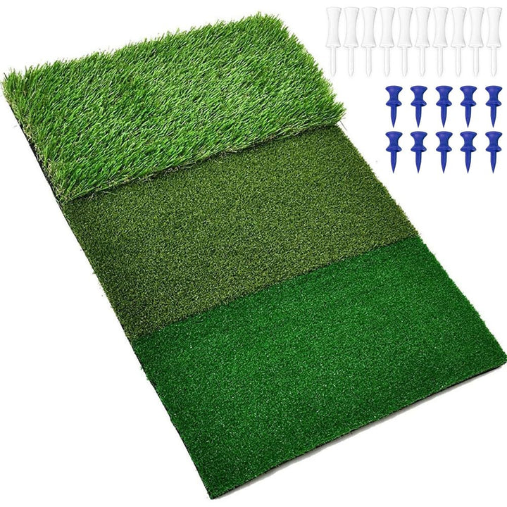 3-in-1 Golf-Abschlagmatte 60x30cm, Golf-Übungsmatte mit Rough und Fairway Schlagflächen, Abschlag Tr